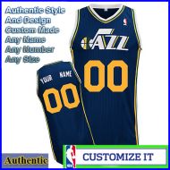 Utah Jazz Custom Authentic Style Classic Road Blue Jersey