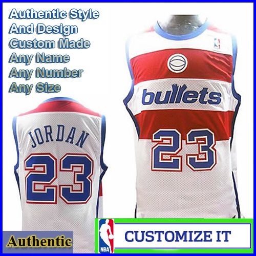 Washington Bullets Throwback Basketball  Jersey White #23 Michael Jordan