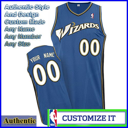 Washington Wizards Custom Authentic Style Classic Road Blue Jersey