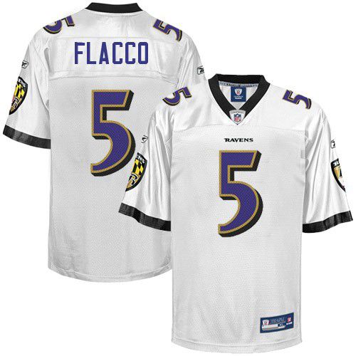 Baltimore Ravens NFL White Football Jersey #5 Joe Flacco