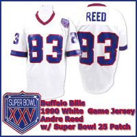 Buffalo Bills Youth Size 1990 White Jersey #83 Andre Reed Super Bowl 25 Patch