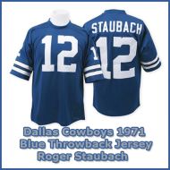 Dallas Cowboys 1971 NFL Blue Jersey #12 Roger Staubach
