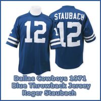 Dallas Cowboys 1971 NFL Blue Jersey #12 Roger Staubach