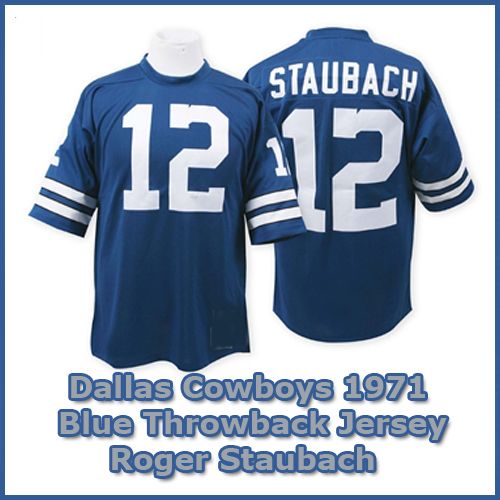 Dallas Cowboys 1971 NFL Blue Jersey #12 Roger Staubach