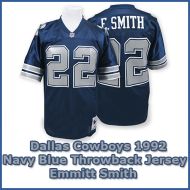 Dallas Cowboys 1992 NFL Navy Blue Jersey #22 Emmitt Smith