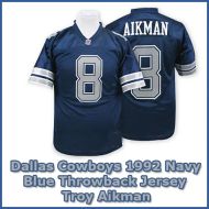 Dallas Cowboys 1992 NFL Navy Blue Jersey #8 Troy Aikman