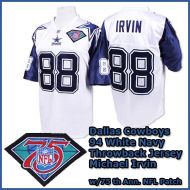 Dallas Cowboys 1994 NFL White Navy Jersey #88 Michael Irvin w/ 75 th Ann Patch