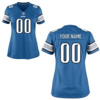 Nike Style Women's Detroit Lions Customized Home Blue Jersey (Any Name Number)