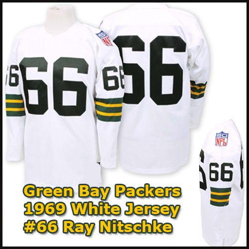 Green Bay Packers 1969 NFL White Jersey #66 Ray Nitschke