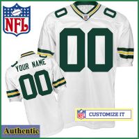 Green Bay Packer RBK Style s Authentic White Ladies Jersey (Customized or Blank)