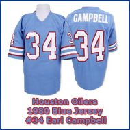 Houston Oilers 1980 NFL Light Blue Jersey #34 Earl Campbell
