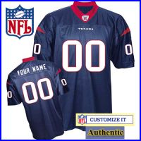 Houston Texans Women's RBK Style Authentic Home Blue Jersey Customized