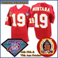 Kansas City Chiefs 1994 Authentic Style Throwback Red Jersey #19 Joe Montana