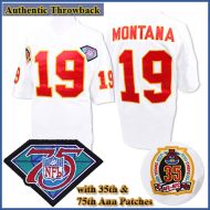 Kansas City Chiefs 1994 Authentic Style Throwback White Jersey #19 Joe Montana