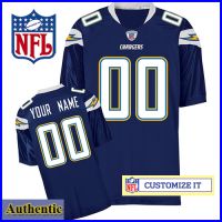 San Diego Chargers Womens RBK Style Authentic Home Blue Jersey Customized