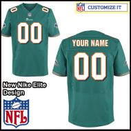 Miami Dolphins Nike Elite Style Team Color Green Jersey (Pick A Name)