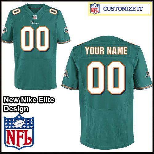Miami Dolphins Nike Elite Style Team Color Green Jersey (Pick A Name)