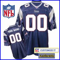 NE Patriots RBK Style Women's Authentic Home Blue Jersey Customized