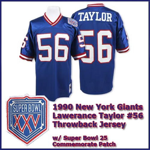 New York Giants 1990 NFL Dark Blue Jersey #56 Lawrence Taylor