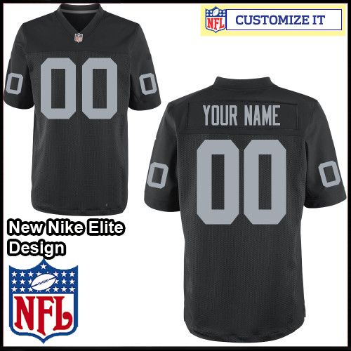 Oakland Raiders Nike Elite Style Team Color Black Jersey (Pick A Name)