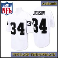 LA Raiders Authentic Style Throwback White Jersey #34 Bo Jackson