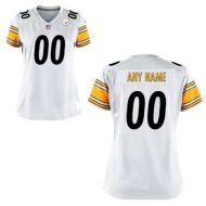 Nike Style Women's Pittsburgh Steelers Customized  Away White Jersey (Any Name Number)