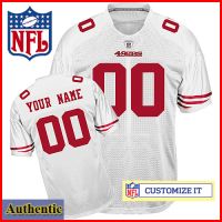 San Francisco 49ers RBK Style Authentic White Ladies Jersey (Customized or Blank)