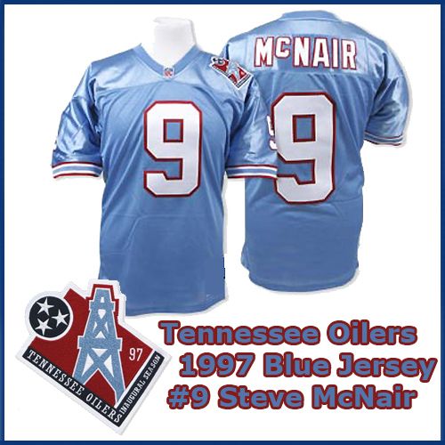 Tennessee Oilers 1997 NFL Light Blue Jersey #9 Steve McNair