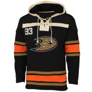 Mens Anaheim Ducks Black Lace Style 1 Heavyweight Hoodie Hockey Jersey