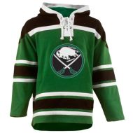 Mens Buffalo Sabres Old TimeSt Pats Green Lace Heavyweight Hoodie Hockey Jersey