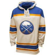 Mens Buffalo Sabres Old Time White Lace Heavyweight Hoodie Hockey Jersey