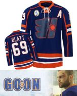 Doug Glatt Halifax Highlanders #69 Goon Movie Authentic Blue Hockey Jersey