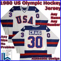 USA Olympic 1980 Miracle on Ice White Jim Craig Hockey Jersey