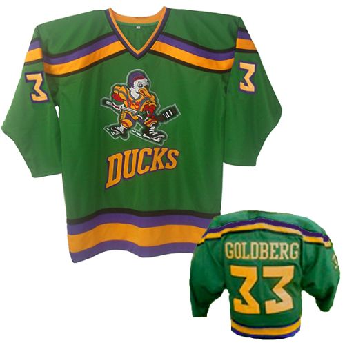 MIGHTY DUCKS MOVIE GOLDBERG 33 GREEN JERSEY