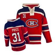 Mens Montreal Canadiens #31 Price Red Lace Heavyweight Hoodie Hockey Jersey