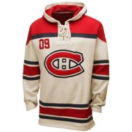 Mens Montreal Canadiens Old Time White Lace Heavyweight Hoodie Hockey Jersey