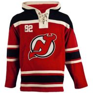 Mens New Jersey Devils Old Time Red Lace Heavyweight Hoodie Hockey Jersey