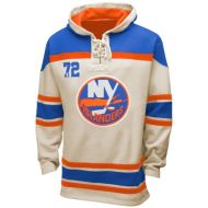 Mens NY Islanders Old Time White Lace Heavyweight Hoodie Hockey Jersey