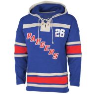 Mens NY Rangers Old Time Royal Blue Lace Heavyweight Hoodie Hockey Jersey