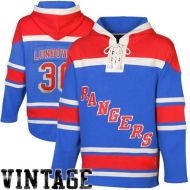 Mens NY Rangers #30 Lundqvist Royal Blue Lace Heavyweight Hoodie Hockey Jersey