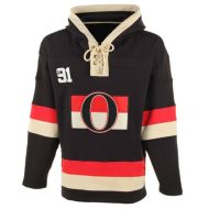 Mens Ottawa Senators Old Time Black Lace Heavyweight Hoodie Hockey Jersey