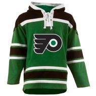 Mens Philadelphia Flyer Old Time Orange Lace Heavyweight Hoodie Hockey Jersey