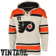 Mens Philadelphia Flyer Old Time White Lace Heavyweight Hoodie Hockey Jersey