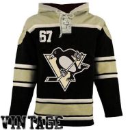 Pittsburgh Penguins  Old Time Black Lace Heavyweight Hoodie Hockey Jersey