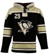 Pittsburgh Penguins  Old Time #29 Fleury Black Lace Heavyweight Hoodie Hockey Jersey