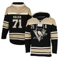 Pittsburgh Penguins  Old Time #71 Malkin Black Lace Heavyweight Hoodie Hockey Jersey