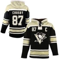 Pittsburgh Penguins  Old Time #87 Crosby Black Lace Heavyweight Hoodie Hockey Jersey