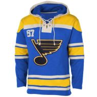 Mens St. Louis Blues Old Time Royal Blue Lace Heavyweight Hoodie Hockey Jersey