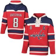 Mens Washington Capitals #8 C Ovechkin Red Lace Heavyweight Hoodie Hockey Jersey